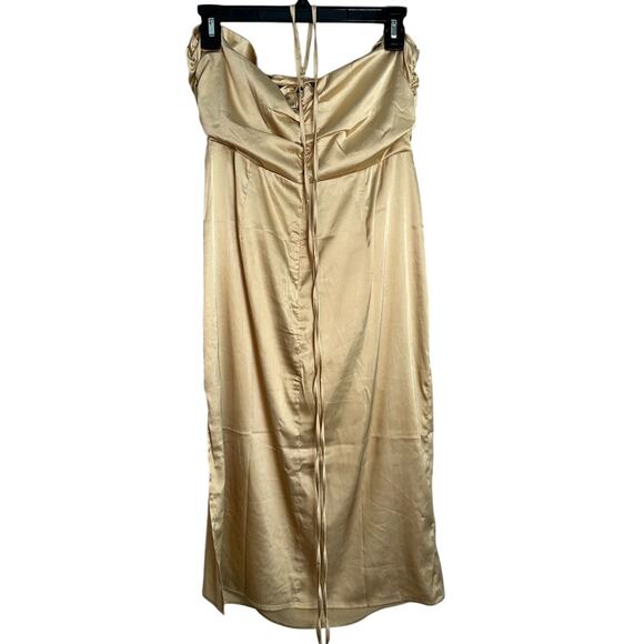 NWT We Wore What Gold Halter Dress Women's Large - Picture 3 of 8